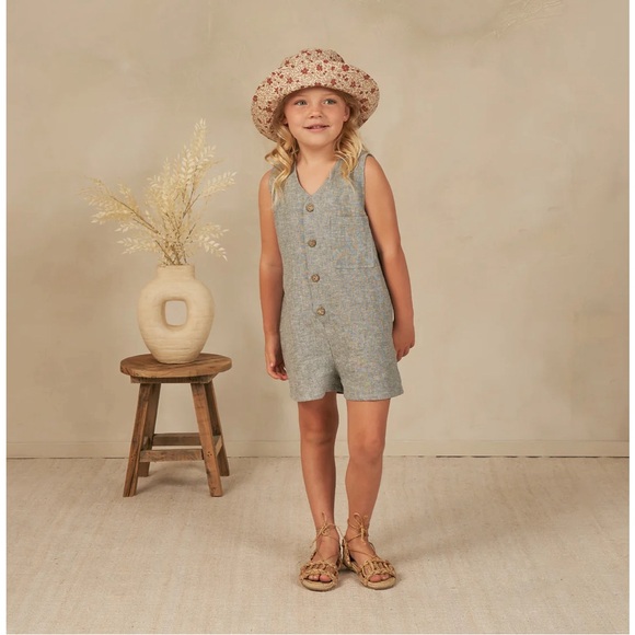 Rylee + Cru Amari Romper in Heathered Indigo, 8-9Y - Picture 2 of 2
